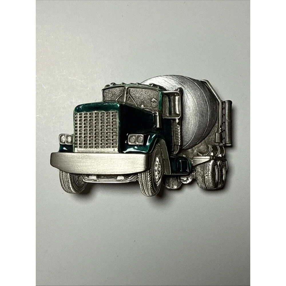 The Great American Belt Buckle Co. Cement Mixer Vintage Enamel Belt Buckle